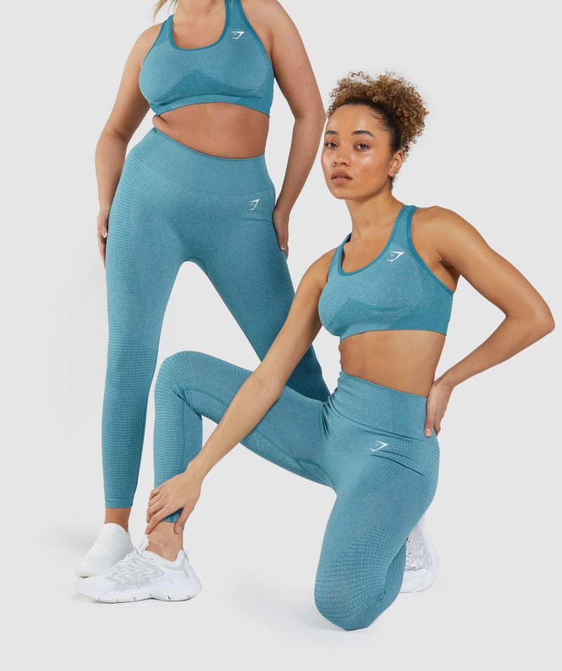 Gymshark Vital Bezšvové 2.0 Legíny Tahoe Teal Marl