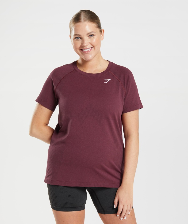 Gymshark Vital Bezšvové 2.0 Svetlé Tričko Zapečené Gaštanovohnedé