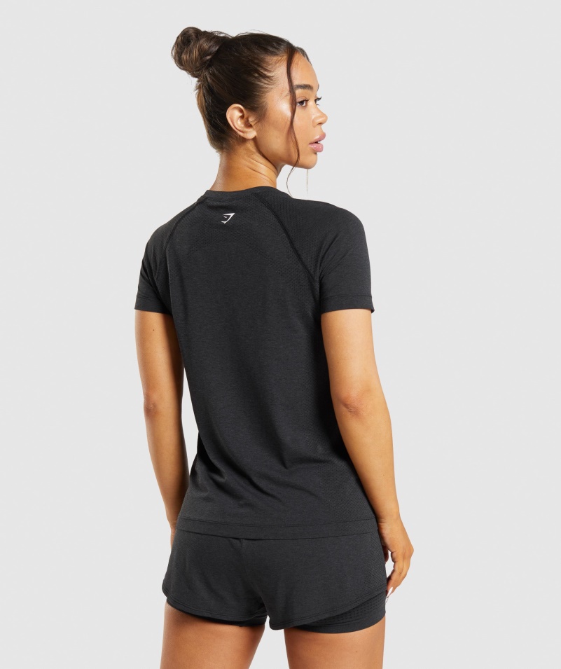 Gymshark Vital Bezšvové 2.0 Svetlé Tričko Black Marl