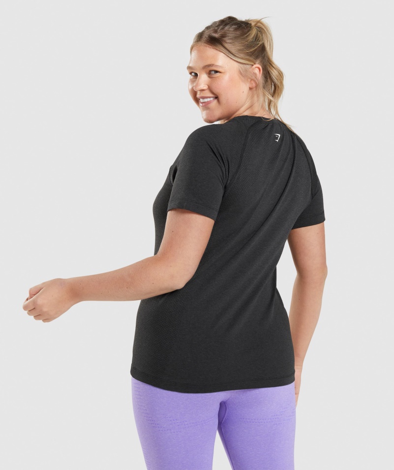 Gymshark Vital Bezšvové 2.0 Svetlé Tričko Black Marl