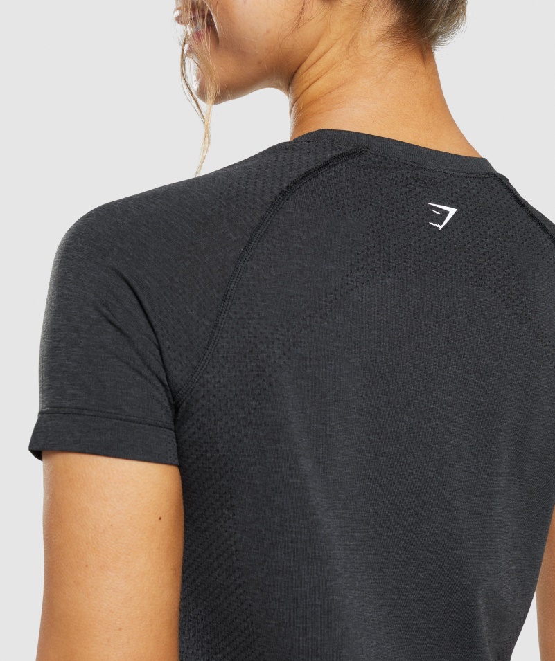 Gymshark Vital Bezšvové 2.0 Svetlé Tričko Black Marl