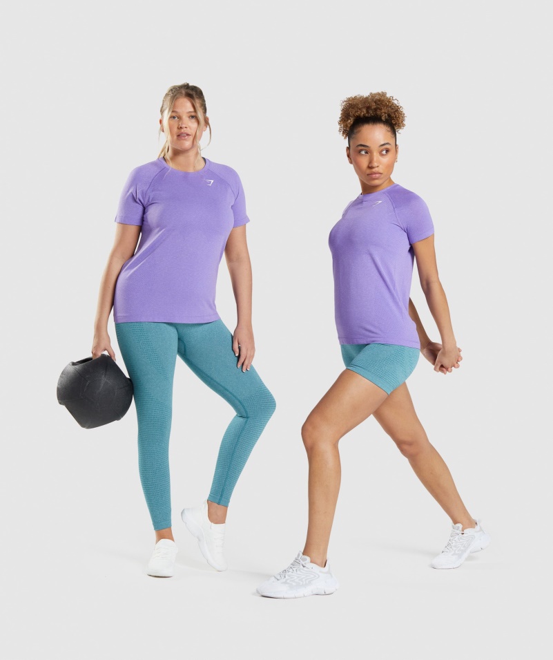 Gymshark Vital Bezšvové 2.0 Svetlé Tričko žiarivo Fialové Marl