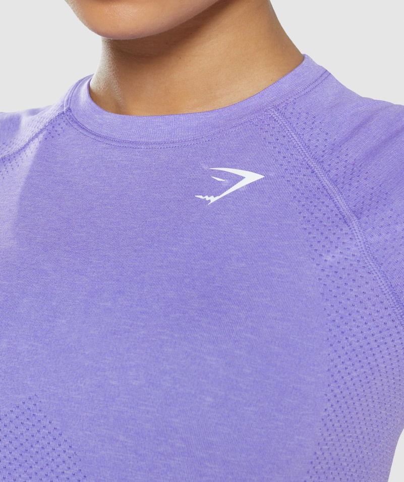 Gymshark Vital Bezšvové 2.0 Svetlé Tričko žiarivo Fialové Marl