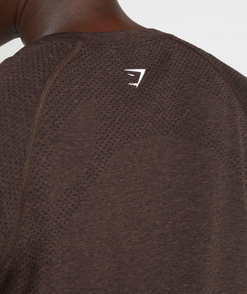 Gymshark Vital Bezšvové 2.0 Svetlé Tričko Cherry Hnedá Marl