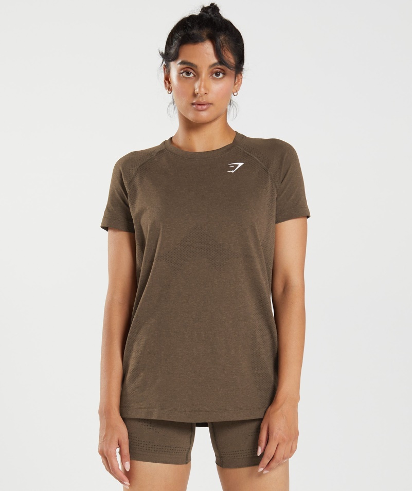 Gymshark Vital Bezšvové 2.0 Svetlé Tričko Na Espresso Marl