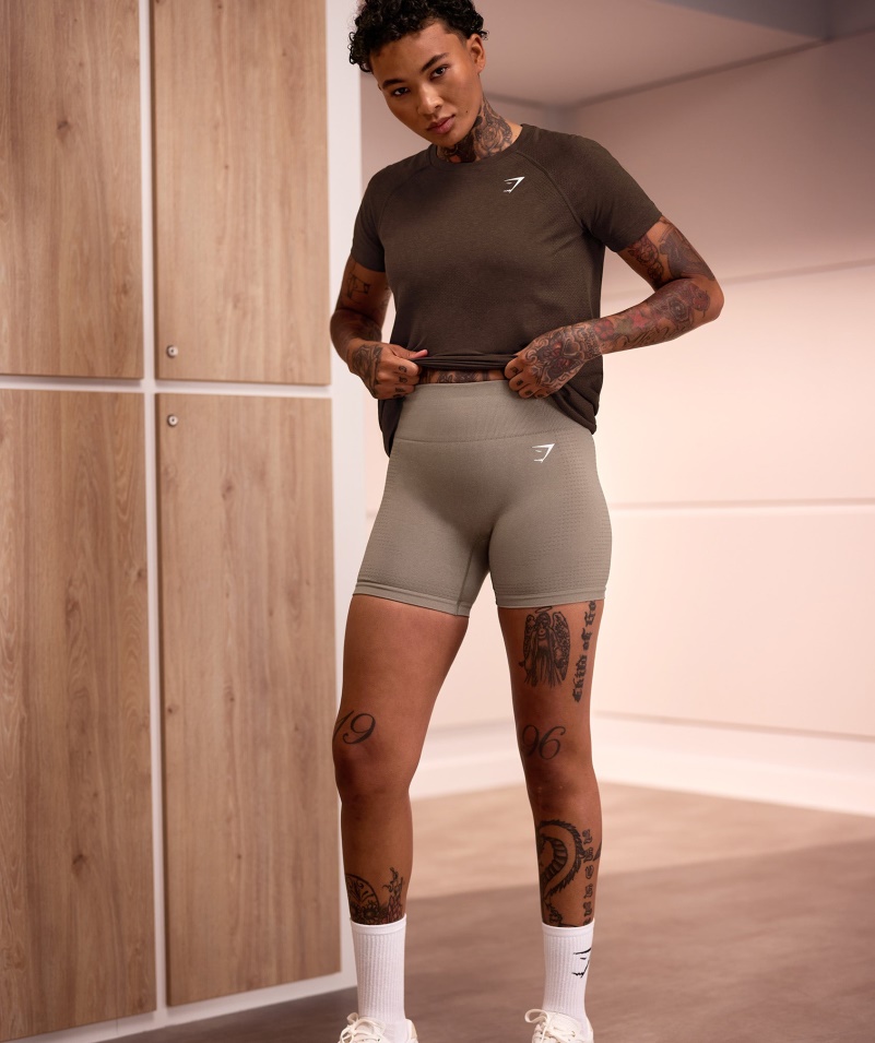 Gymshark Vital Bezšvové 2.0 Svetlé Tričko Na Espresso Marl