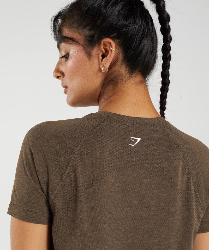 Gymshark Vital Bezšvové 2.0 Svetlé Tričko Na Espresso Marl