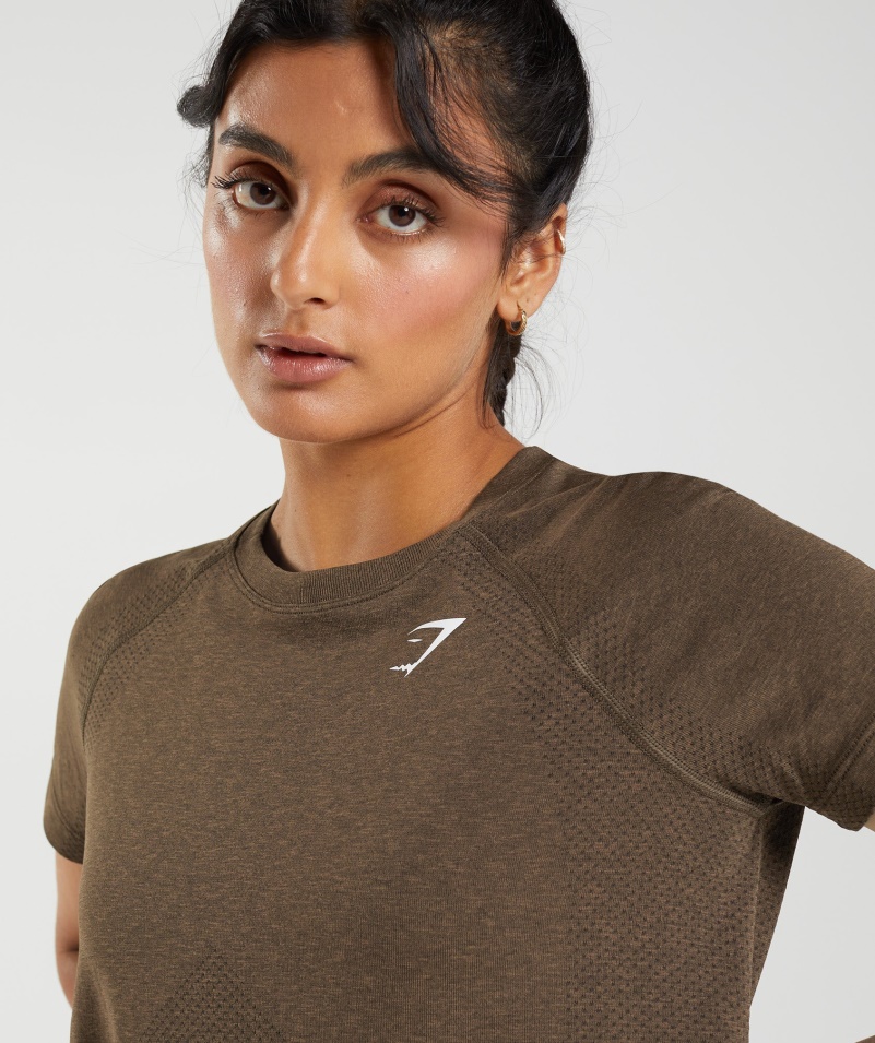 Gymshark Vital Bezšvové 2.0 Svetlé Tričko Na Espresso Marl