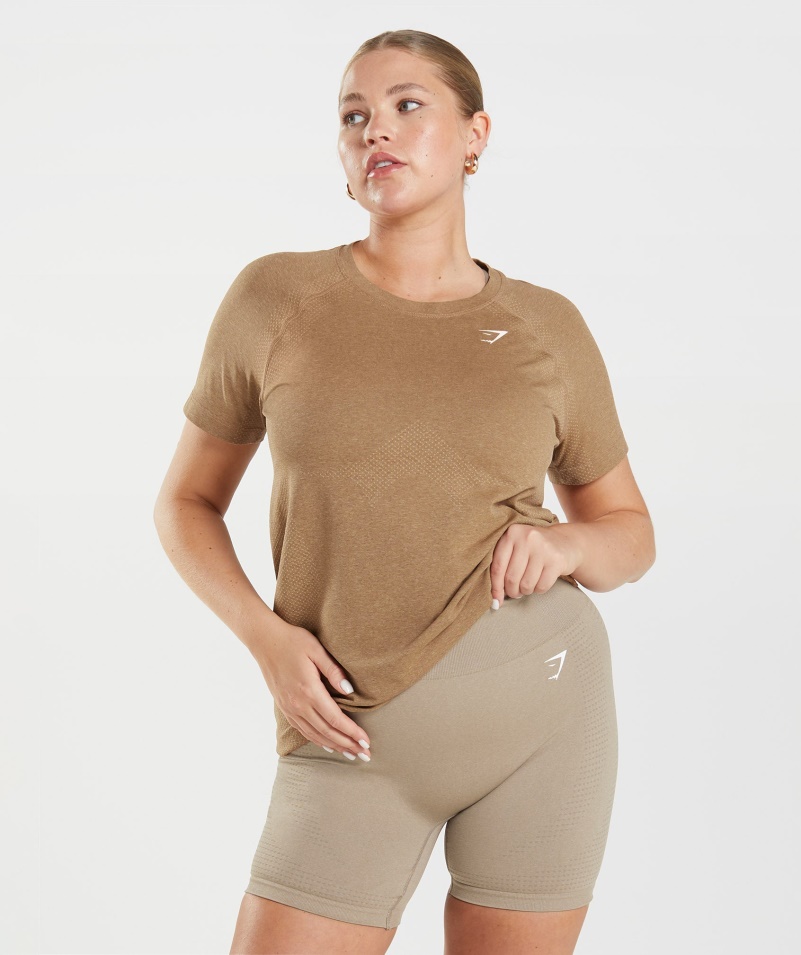 Gymshark Vital Bezšvové 2.0 Svetlé Tričko Plavé Marl