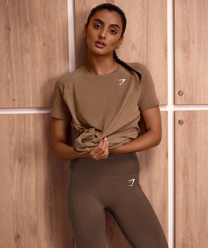 Gymshark Vital Bezšvové 2.0 Svetlé Tričko Plavé Marl