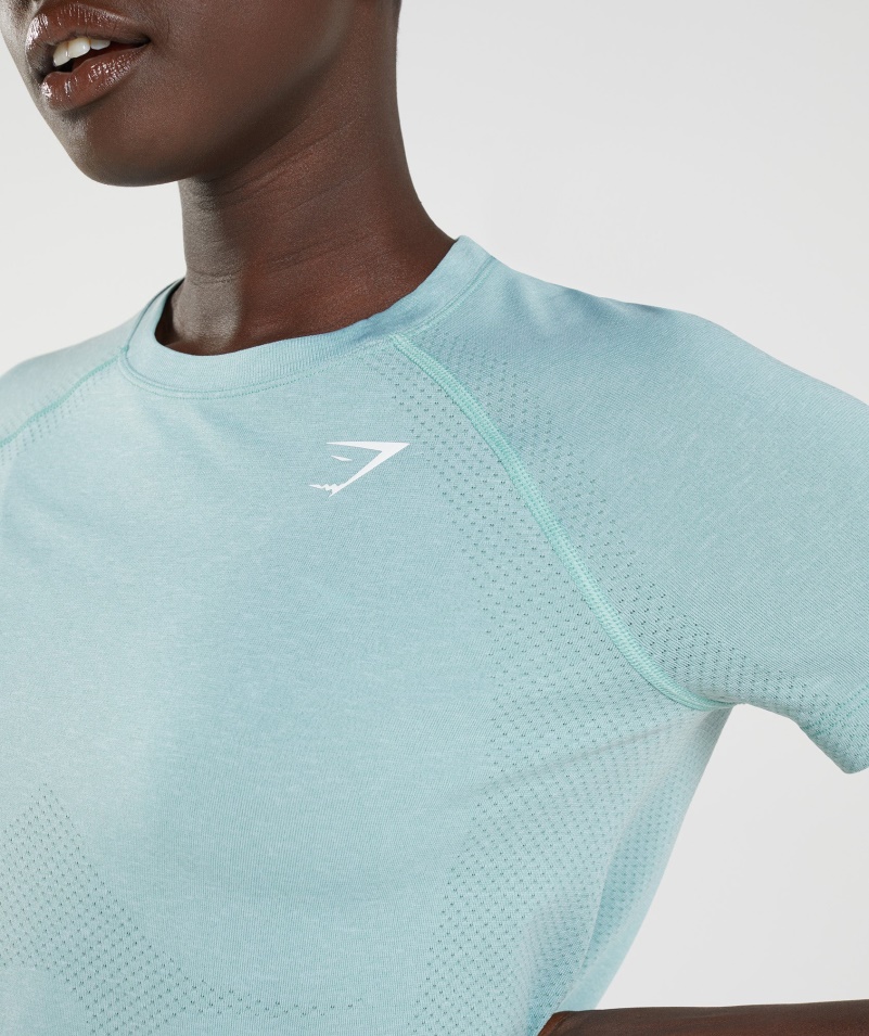 Gymshark Vital Bezšvové 2.0 Svetlé Tričko Perleťovo Modré Marl