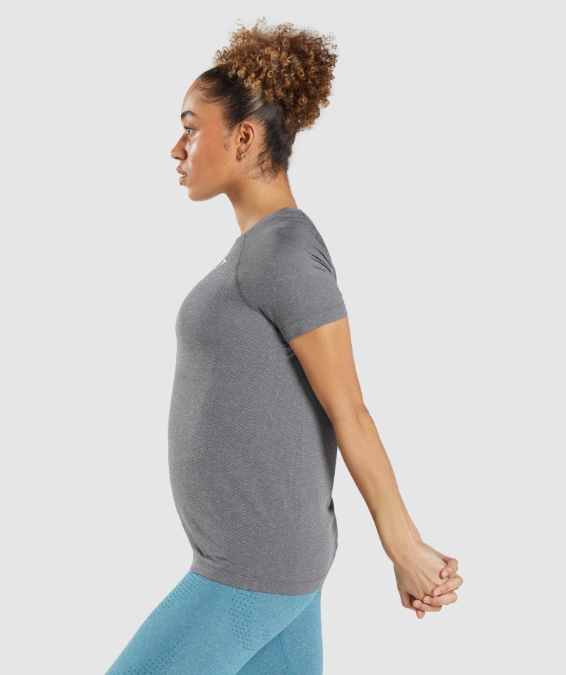 Gymshark Vital Bezšvové 2.0 Svetlé Tričko Smokey Grey Marl