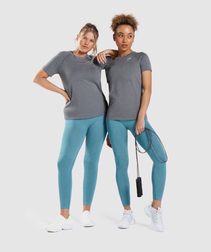 Gymshark Vital Bezšvové 2.0 Svetlé Tričko Smokey Grey Marl