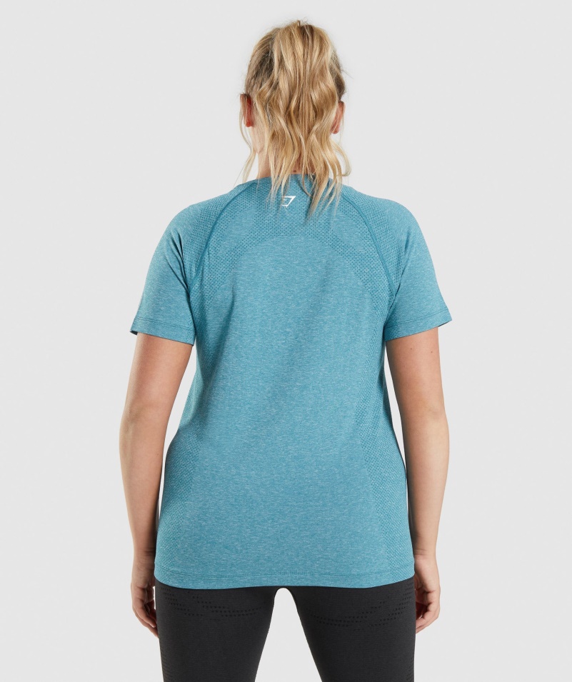 Gymshark Vital Bezšvové 2.0 Svetlé Tričko Tahoe Teal Marl