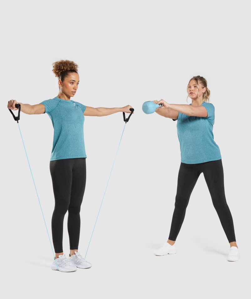 Gymshark Vital Bezšvové 2.0 Svetlé Tričko Tahoe Teal Marl