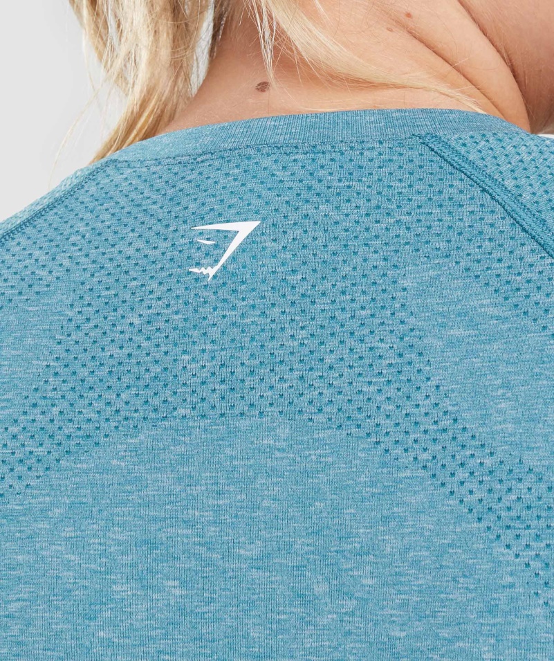 Gymshark Vital Bezšvové 2.0 Svetlé Tričko Tahoe Teal Marl