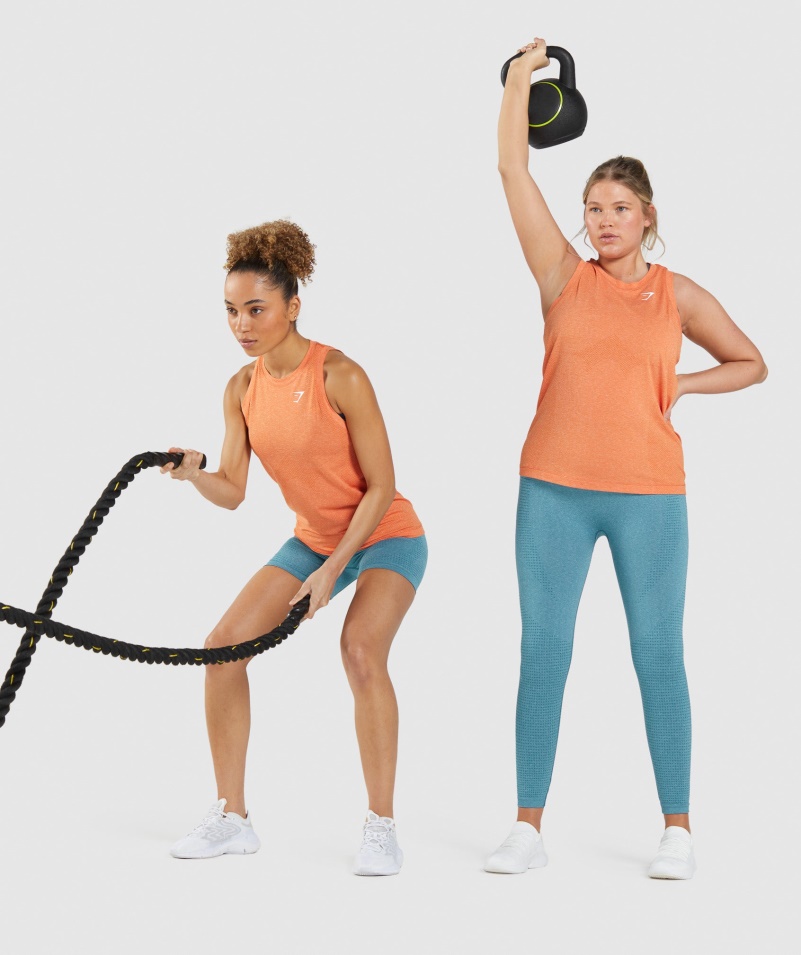 Gymshark Vital Bezšvový 2.0 ľahký Tank Marhuľa Oranžová Marl
