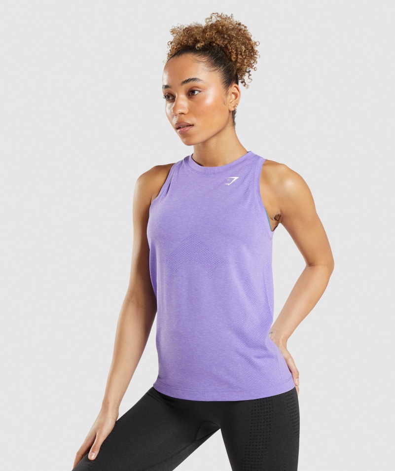 Gymshark Vital Bezšvový 2.0 ľahký Tank Jasne Fialový Marl