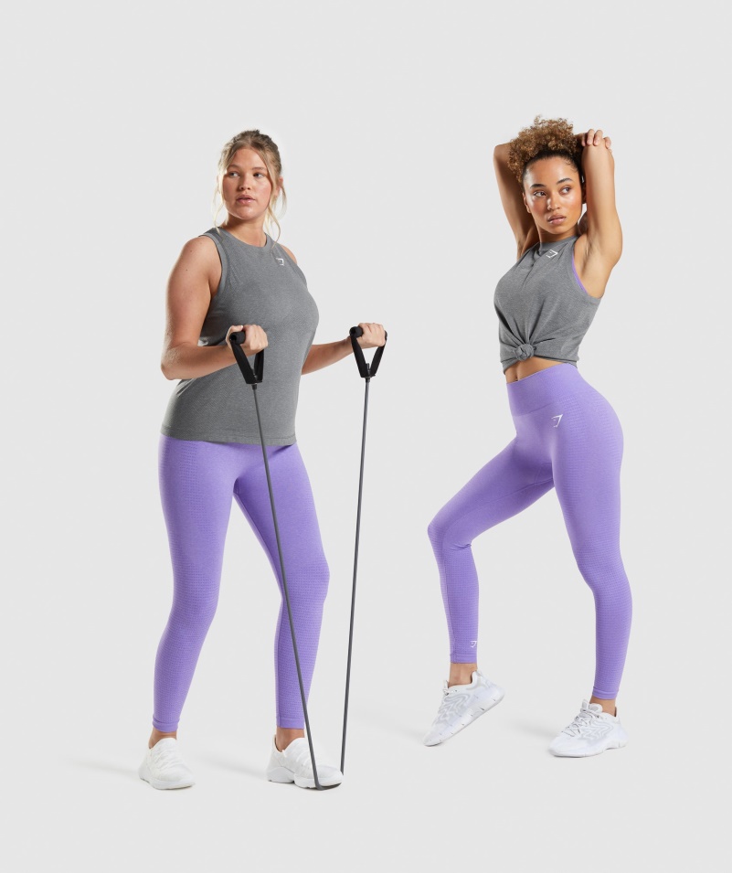 Gymshark Vital Bezšvový 2.0 ľahký Tank Dymovo Sivá Marl