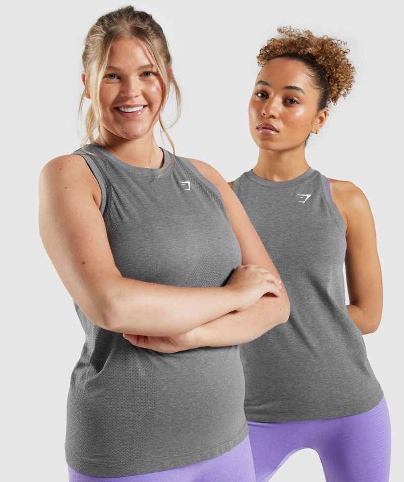 Gymshark Vital Bezšvový 2.0 ľahký Tank Dymovo Sivá Marl