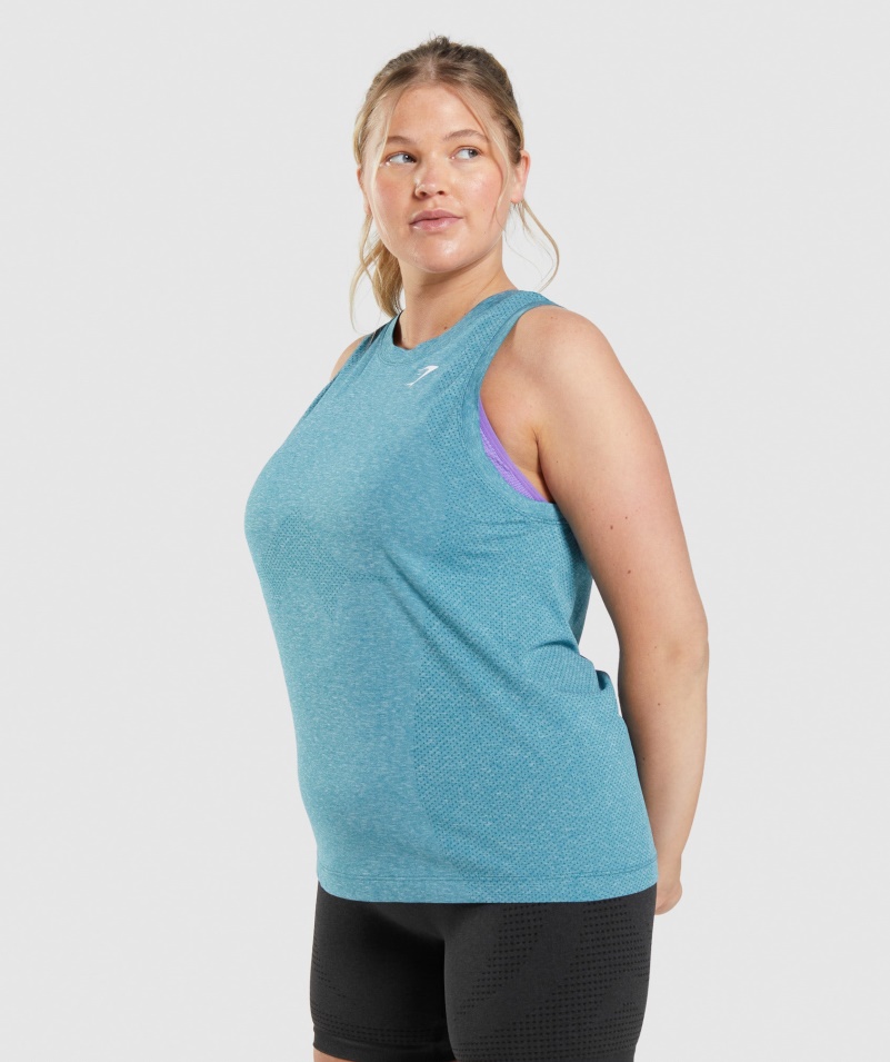 Gymshark Vital Bezšvový 2.0 ľahký Tank Tahoe Teal Marl