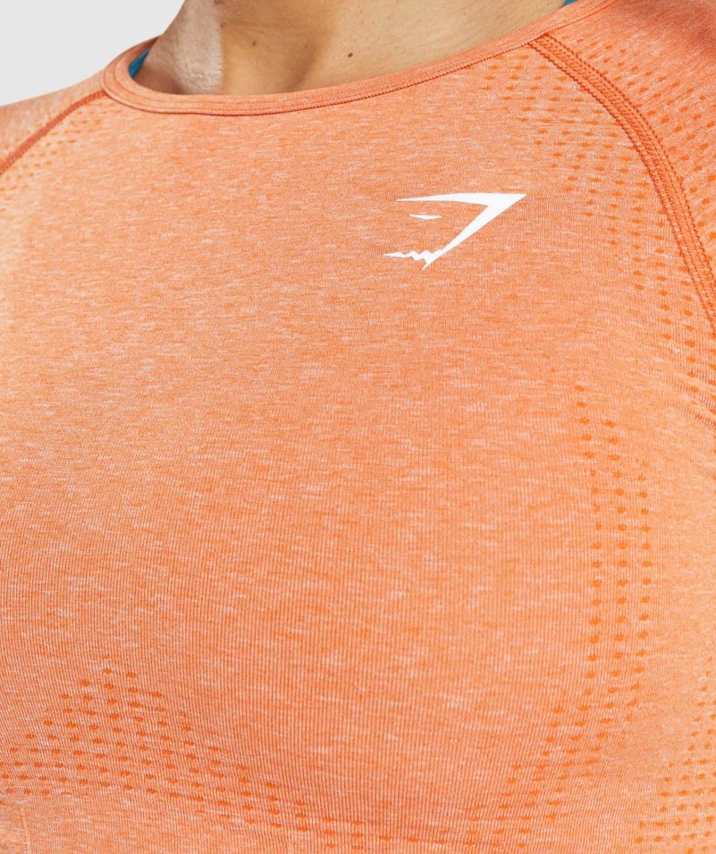 Gymshark Vital Bezšvový 2.0 Top Crop Top S Dlhým Rukávom Marhuľa Oranžová Marl