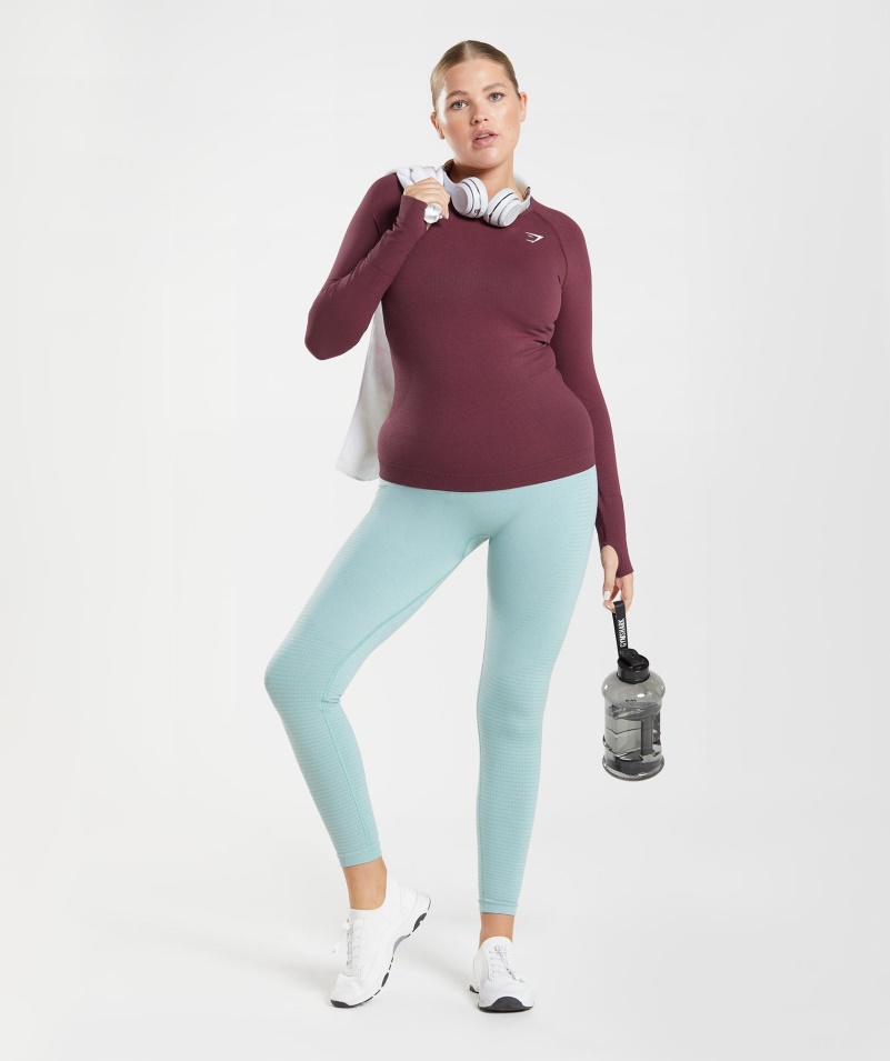 Gymshark Vital Bezšvový Top 2.0 S Dlhým Rukávom Pečený Gaštanovohnedý