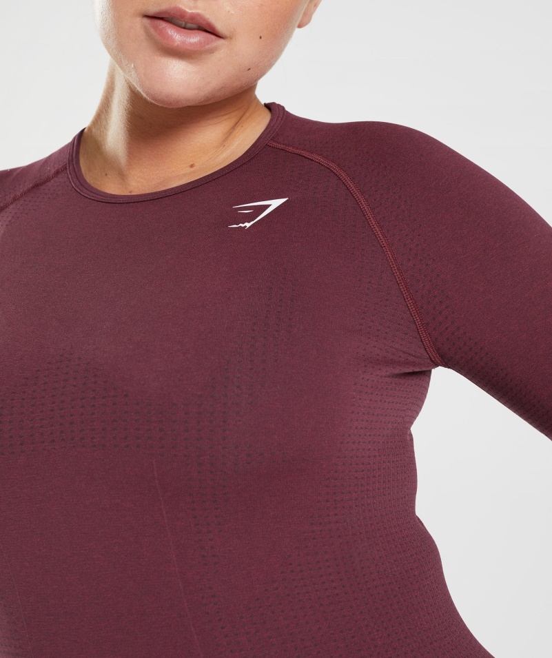 Gymshark Vital Bezšvový Top 2.0 S Dlhým Rukávom Pečený Gaštanovohnedý