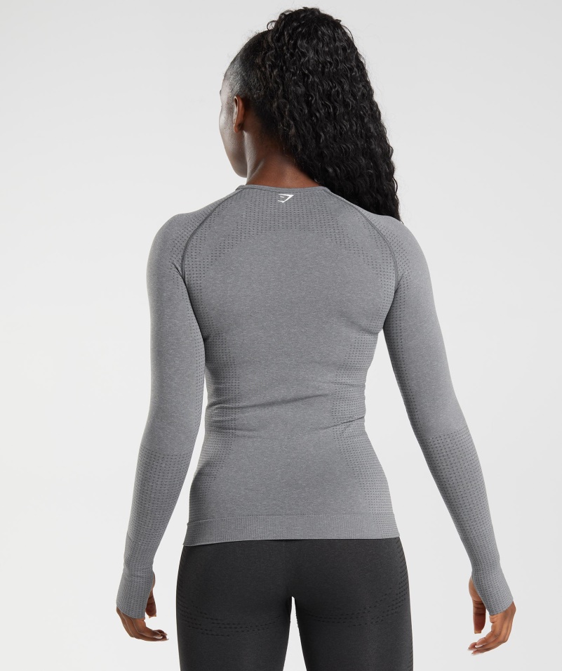 Gymshark Vital Bezšvový 2.0 Top S Dlhým Rukávom Smokey Grey Marl