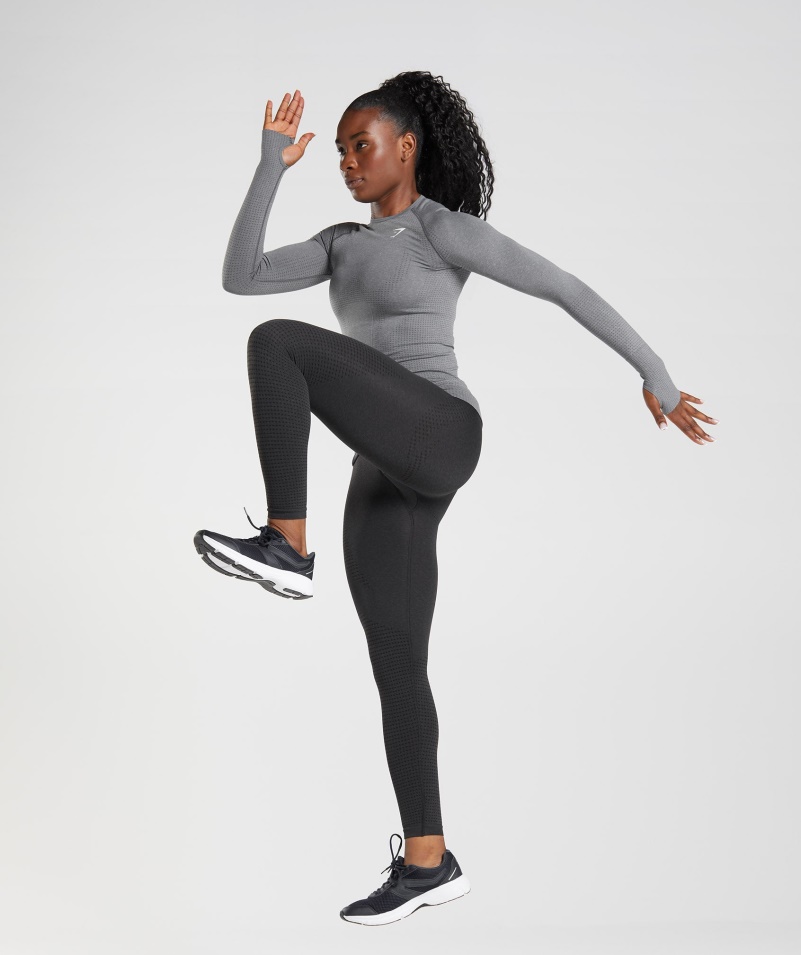 Gymshark Vital Bezšvový 2.0 Top S Dlhým Rukávom Smokey Grey Marl