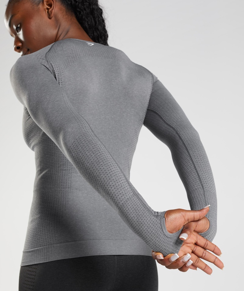 Gymshark Vital Bezšvový 2.0 Top S Dlhým Rukávom Smokey Grey Marl