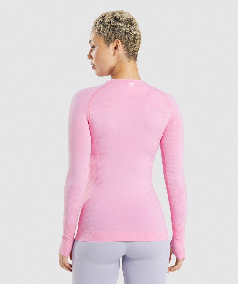 Gymshark Vital Bezšvový 2.0 Top Sorbet S Dlhým Rukávom Ružová Marl