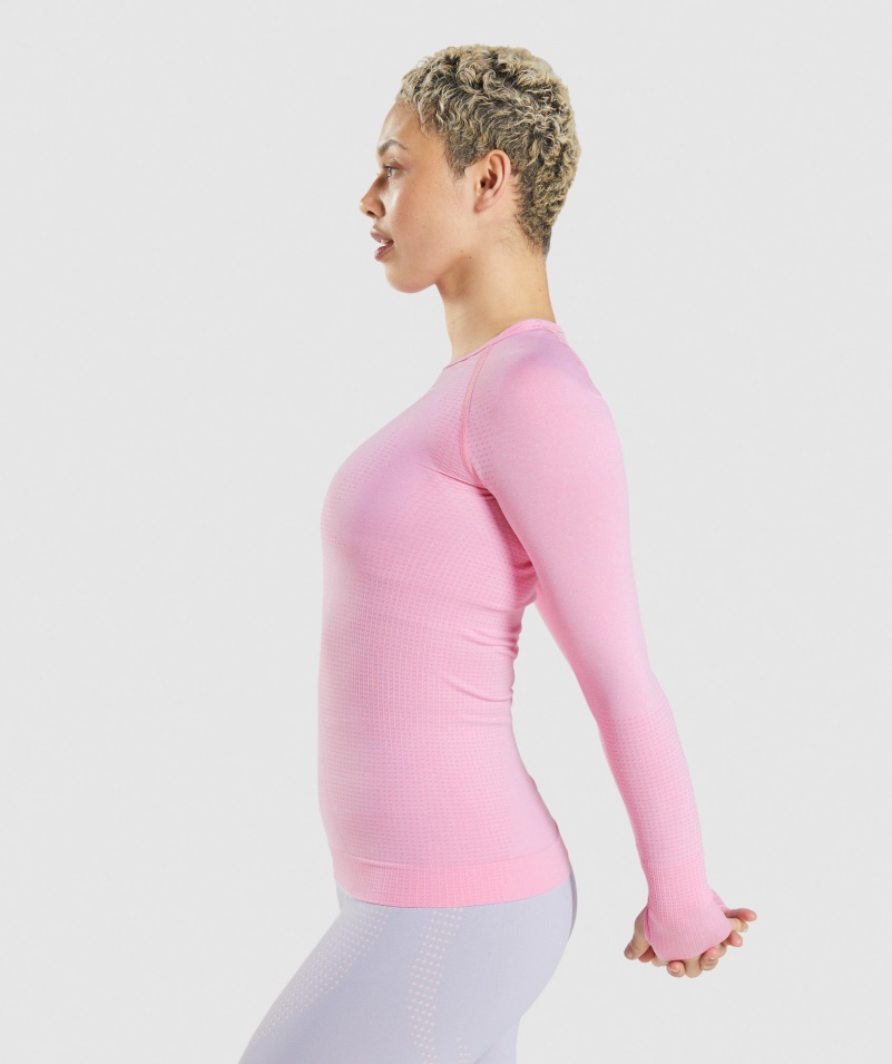 Gymshark Vital Bezšvový 2.0 Top Sorbet S Dlhým Rukávom Ružová Marl