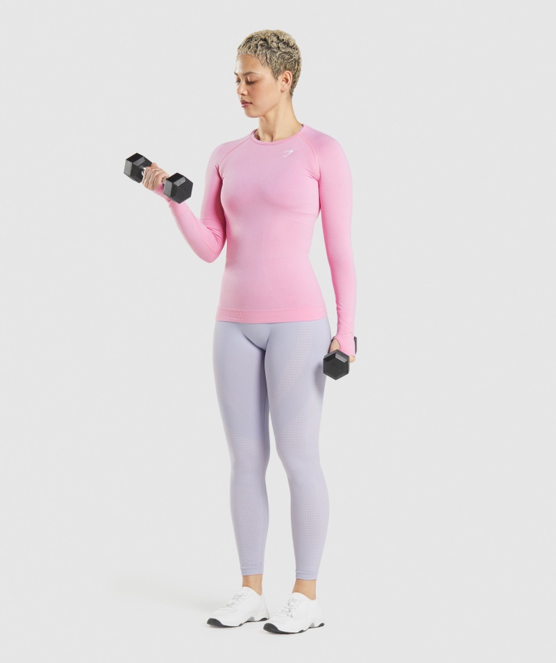 Gymshark Vital Bezšvový 2.0 Top Sorbet S Dlhým Rukávom Ružová Marl