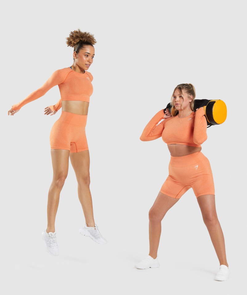 Gymshark Vital Bezšvové 2.0 šortky Marhuľa Oranžová Marl