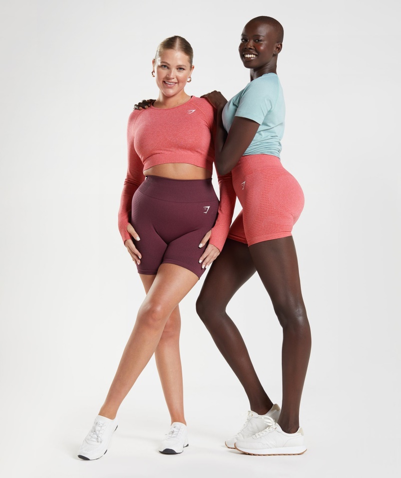 Gymshark Vital Bezšvové 2.0 šortky Pečené Gaštanové Marl