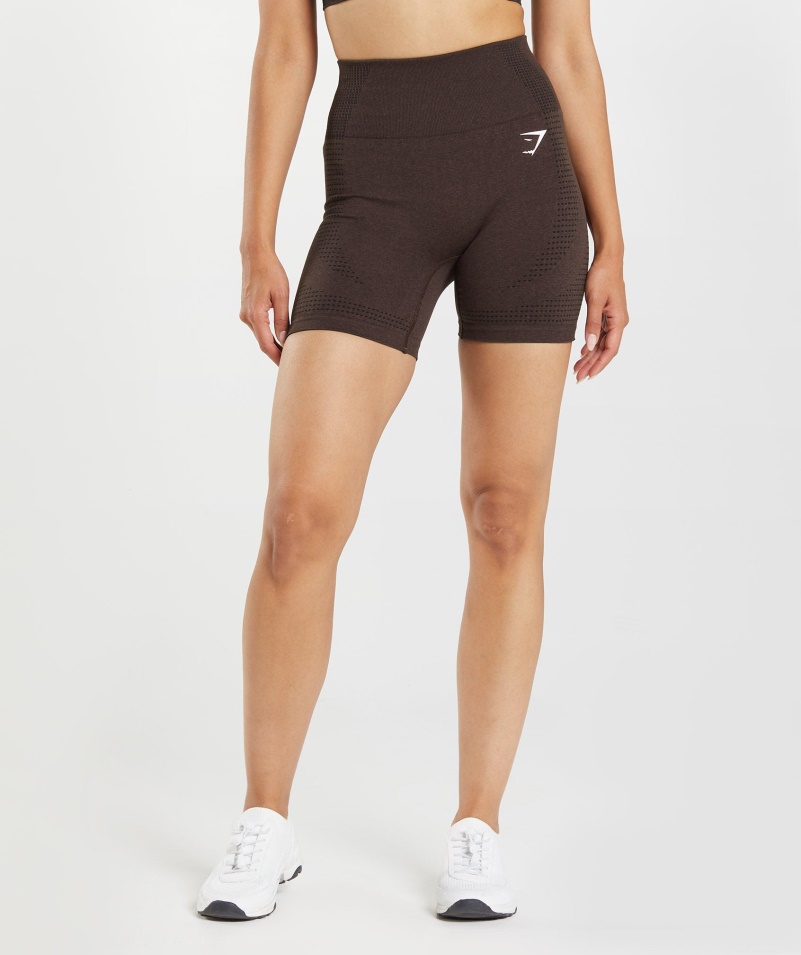 Gymshark Vital Bezšvové 2.0 šortky Cherry Brown Marl