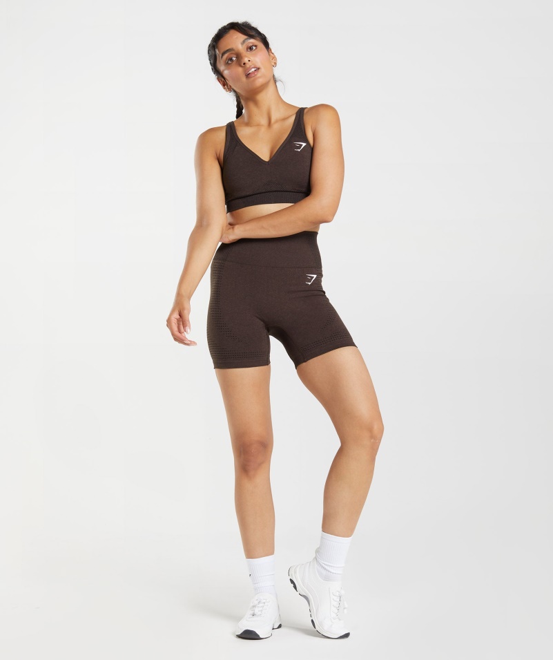 Gymshark Vital Bezšvové 2.0 šortky Cherry Brown Marl