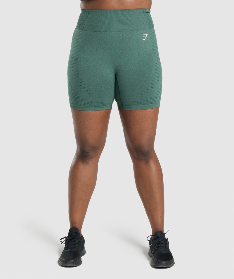 Gymshark Vital Bezšvové 2.0 šortky Tmavozelená Marl