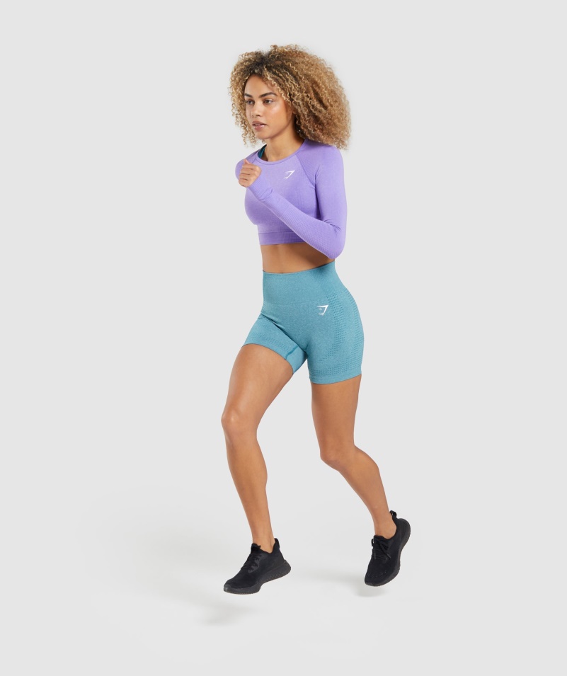 Gymshark Vital Bezšvové 2.0 šortky Tahoe Teal Marl
