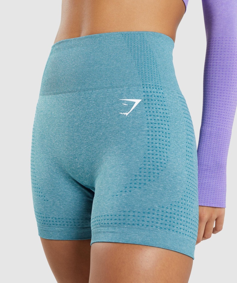 Gymshark Vital Bezšvové 2.0 šortky Tahoe Teal Marl