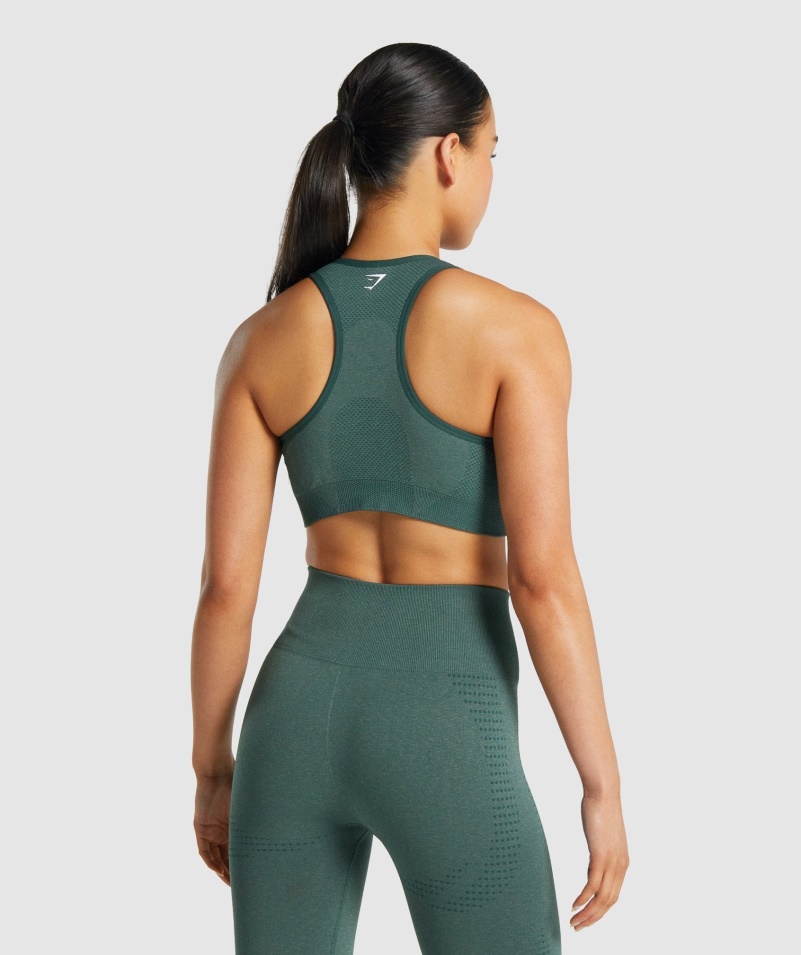 Gymshark Vital Bezšvová 2.0 športová Podprsenka Tmavozelená Marl