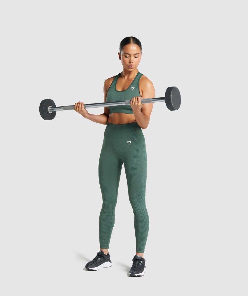 Gymshark Vital Bezšvová 2.0 športová Podprsenka Tmavozelená Marl