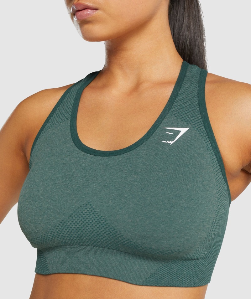 Gymshark Vital Bezšvová 2.0 športová Podprsenka Tmavozelená Marl