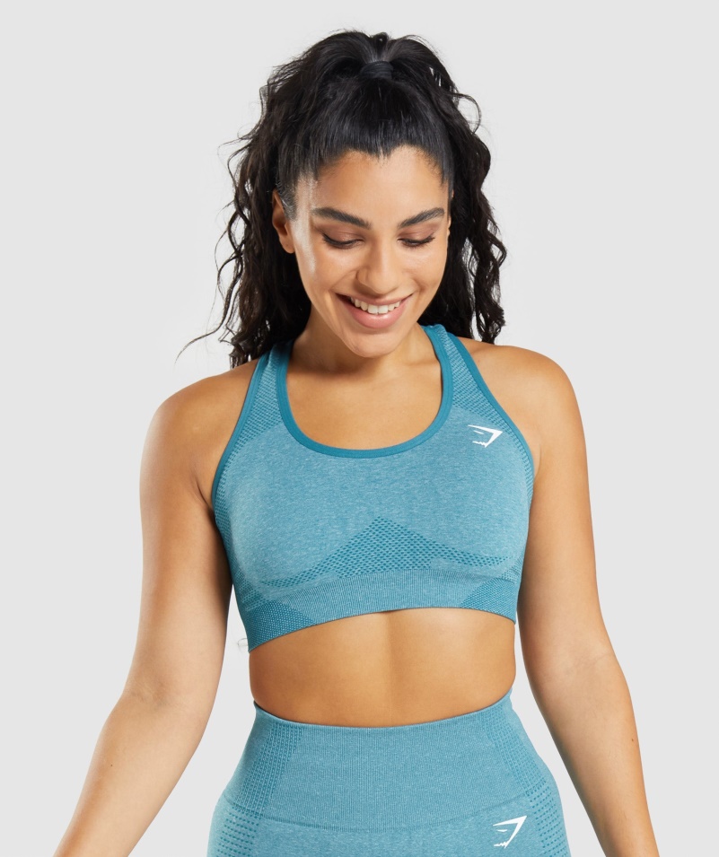 Gymshark Vital Bezšvová 2.0 športová Podprsenka Tahoe Teal Marl