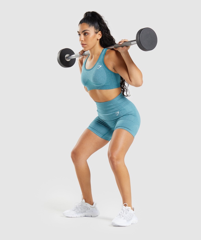 Gymshark Vital Bezšvová 2.0 športová Podprsenka Tahoe Teal Marl