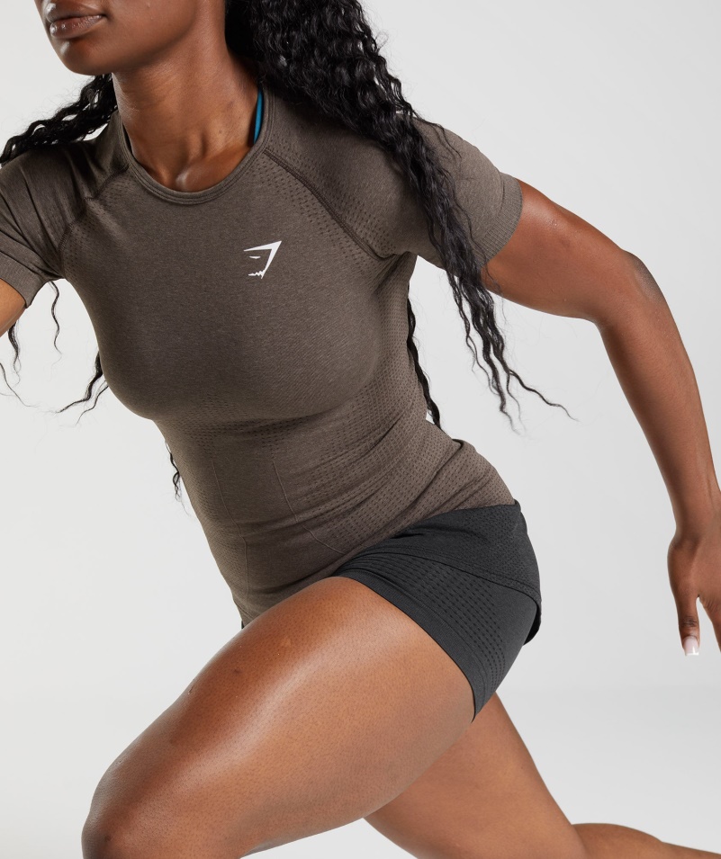 Gymshark Vital Bezšvové 2.0 Tričko Hnedé Marl