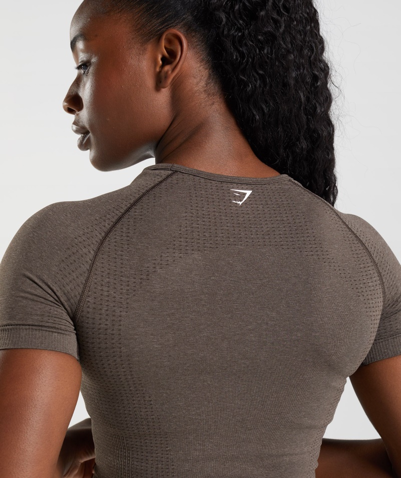 Gymshark Vital Bezšvové 2.0 Tričko Hnedé Marl