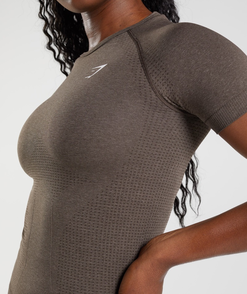 Gymshark Vital Bezšvové 2.0 Tričko Hnedé Marl