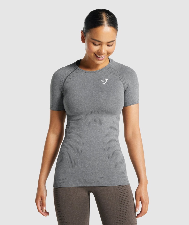 Gymshark Vital Bezšvové 2.0 Tričko Smokey Grey Marl
